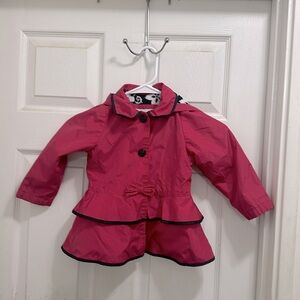 London fog pink ruffle Hoodie coat with pockets